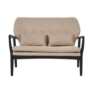 Orsina Stockholm 2-Seater Beige Sofa | Nordic Black Wood Frame