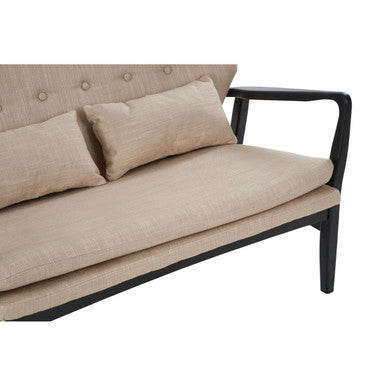Orsina Stockholm 2-Seater Beige Sofa | Nordic Black Wood Frame