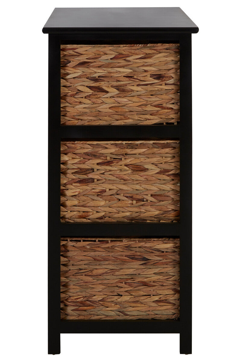 Orsina Padstow Black Storage Unit with 6 Water Hyacinth Drawers