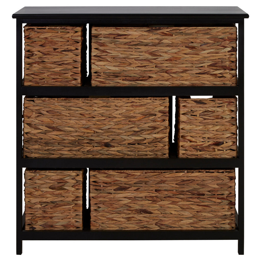 Orsina Padstow Black Storage Unit with 6 Water Hyacinth Drawers