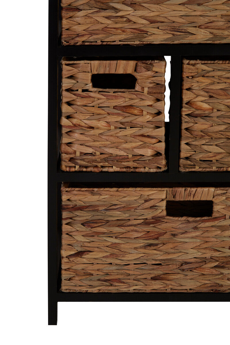 Orsina Padstow Black Storage Unit with 6 Water Hyacinth Drawers