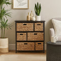 Orsina Padstow Black Storage Unit with 6 Water Hyacinth Drawers