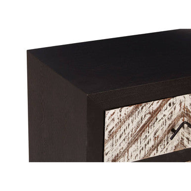 Orsina Lombok Black 2-Drawer Bedside Table with Chevron Pattern