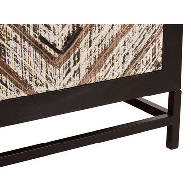 Orsina Lombok Black 2-Drawer Bedside Table with Chevron Pattern