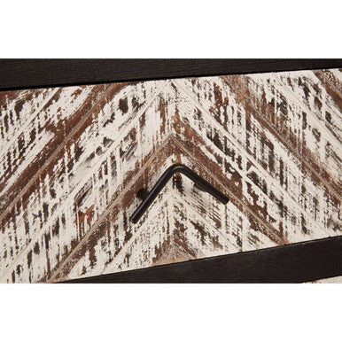 Orsina Lombok Black 2-Drawer Bedside Table with Chevron Pattern