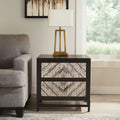 Orsina Lombok Black 2-Drawer Bedside Table with Chevron Pattern