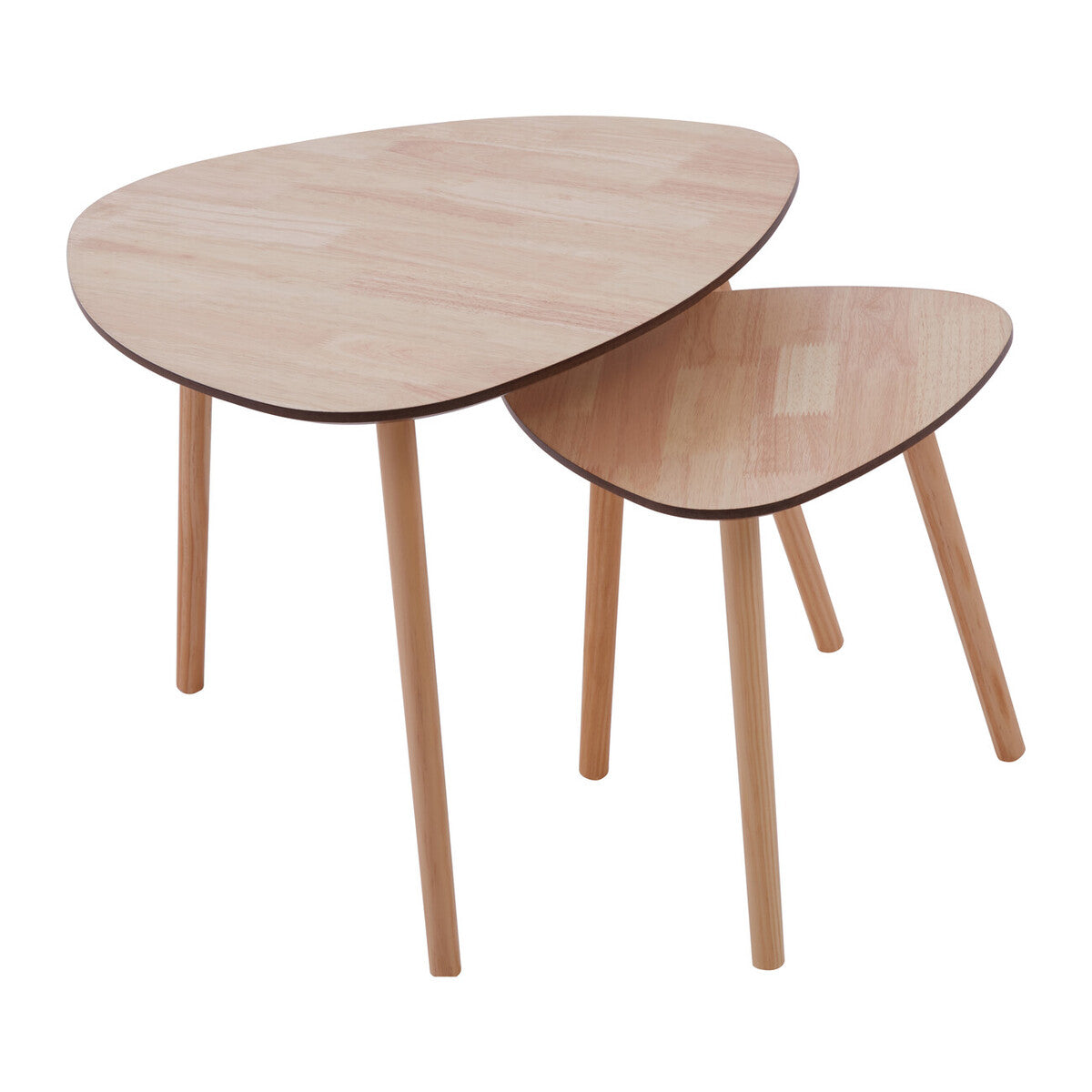 Orsina Rostok Nesting Side Tables – Set of 2 Wooden Mid-Century Tables