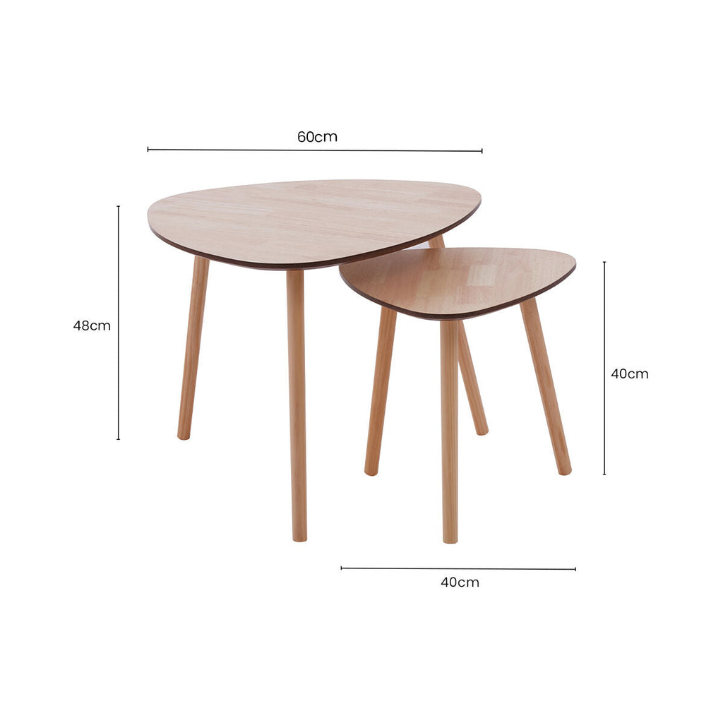 Orsina Rostok Nesting Side Tables – Set of 2 Wooden Mid-Century Tables