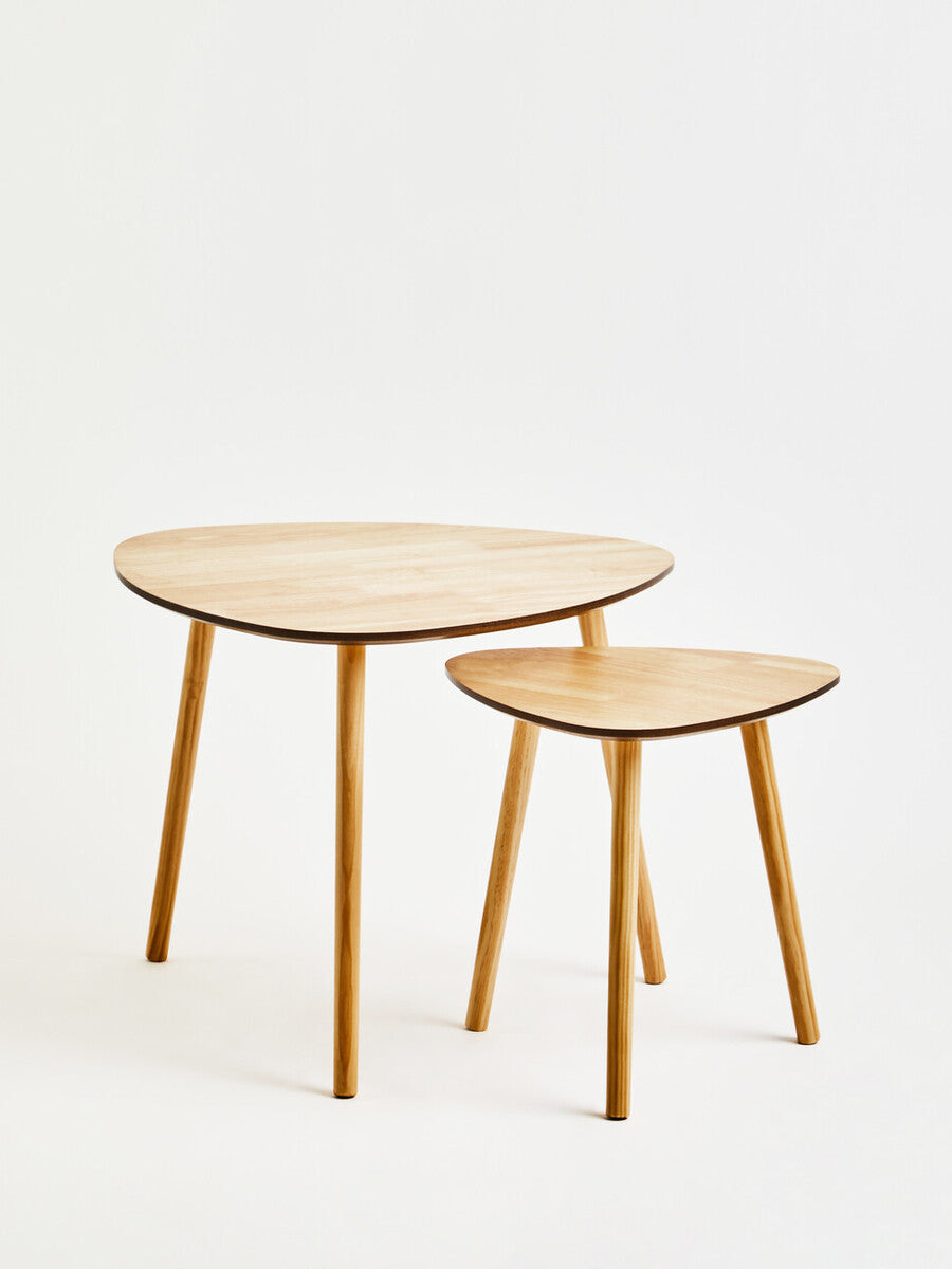 Orsina Rostok Nesting Side Tables – Set of 2 Wooden Mid-Century Tables