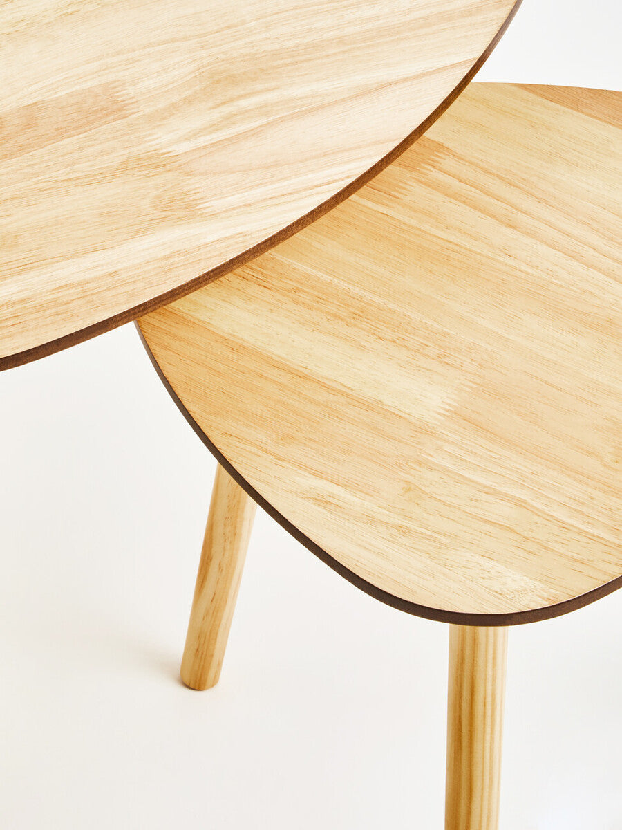 Orsina Rostok Nesting Side Tables – Set of 2 Wooden Mid-Century Tables