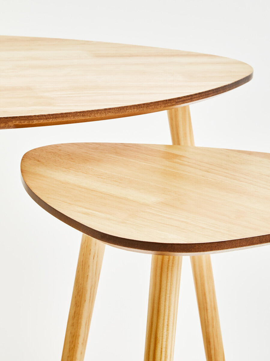 Orsina Rostok Nesting Side Tables – Set of 2 Wooden Mid-Century Tables