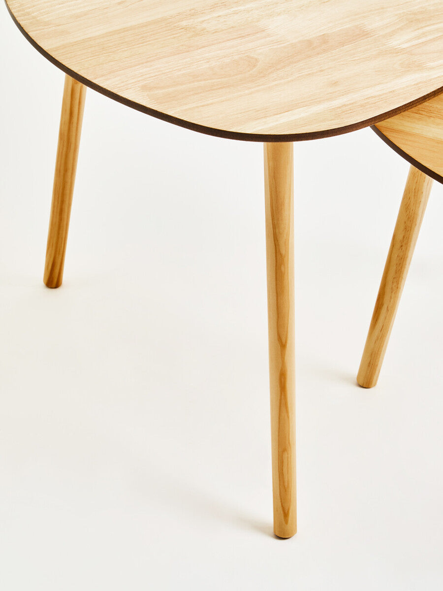 Orsina Rostok Nesting Side Tables – Set of 2 Wooden Mid-Century Tables