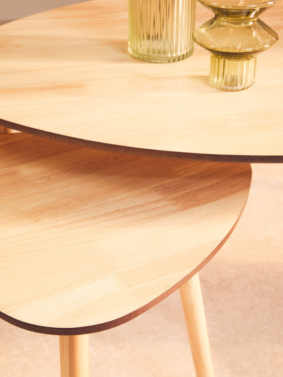 Orsina Rostok Nesting Side Tables – Set of 2 Wooden Mid-Century Tables
