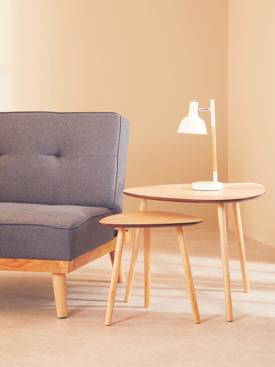 Orsina Rostok Nesting Side Tables – Set of 2 Wooden Mid-Century Tables