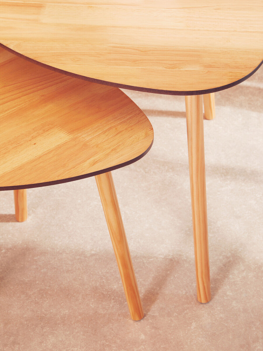 Orsina Rostok Nesting Side Tables – Set of 2 Wooden Mid-Century Tables