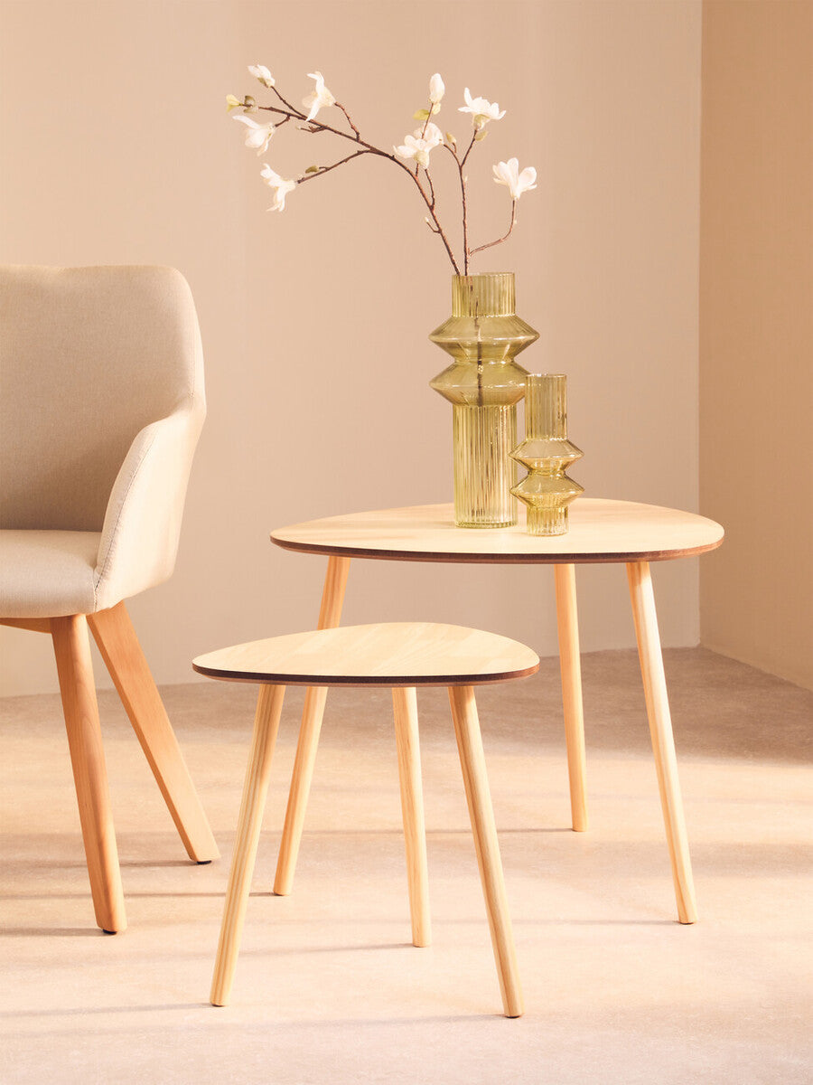 Orsina Rostok Nesting Side Tables – Set of 2 Wooden Mid-Century Tables