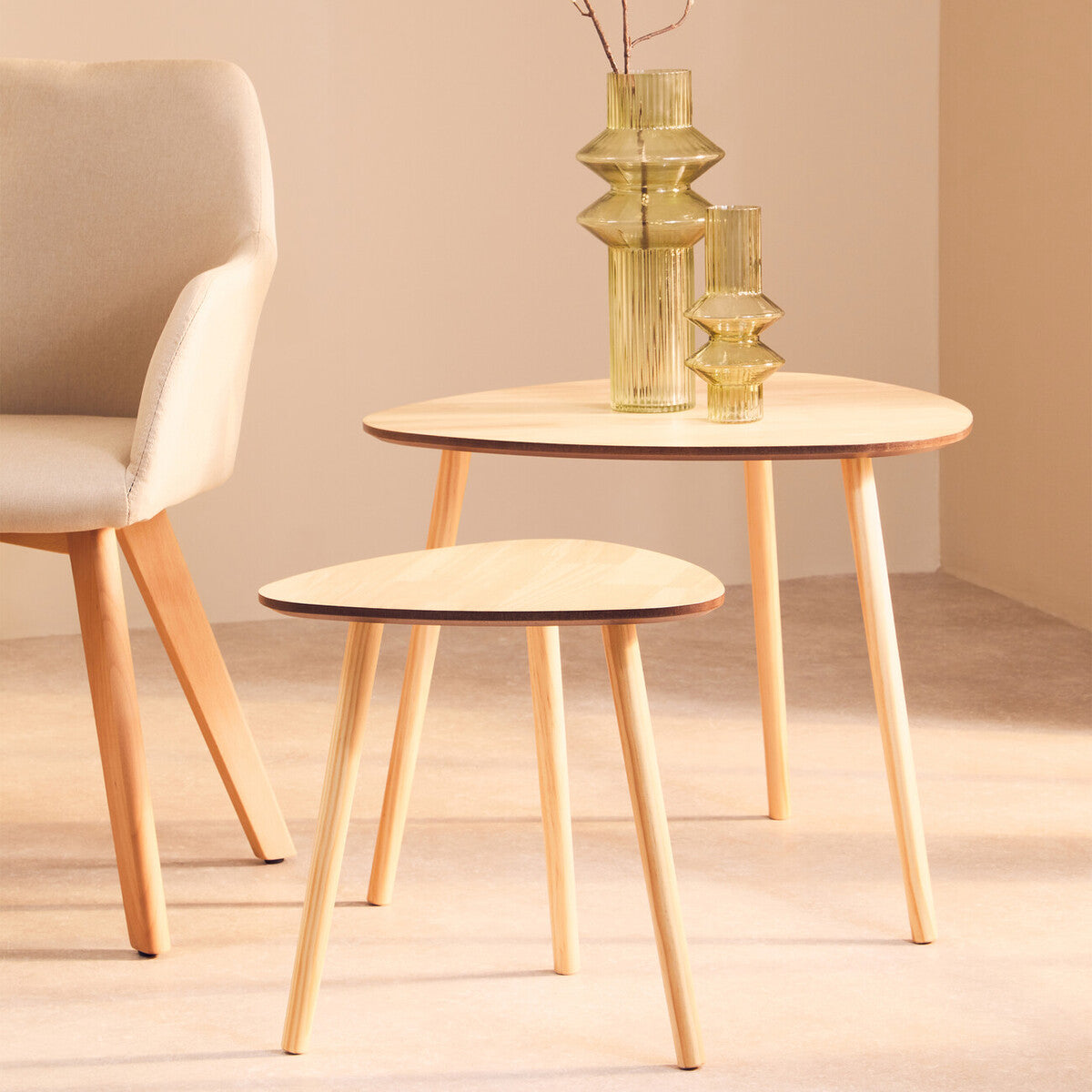 Orsina Rostok Nesting Side Tables – Set of 2 Wooden Mid-Century Tables