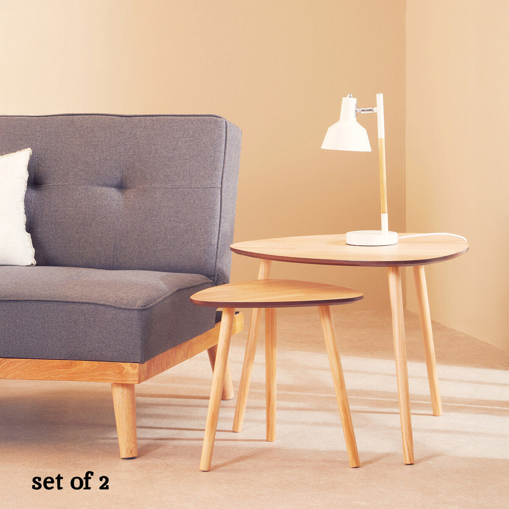 Orsina Rostok Nesting Side Tables – Set of 2 Wooden Mid-Century Tables