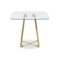 Orsina Metropolitan Square Gold Steel Dining Table with Glass Top