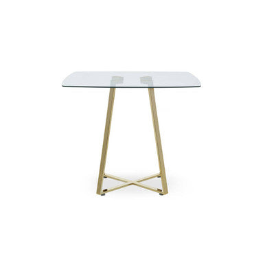 Orsina Metropolitan Square Gold Steel Dining Table with Glass Top