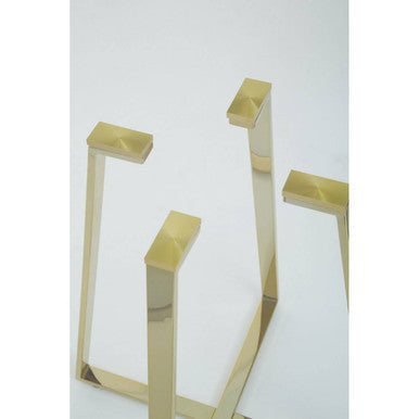 Orsina Metropolitan Square Gold Steel Dining Table with Glass Top