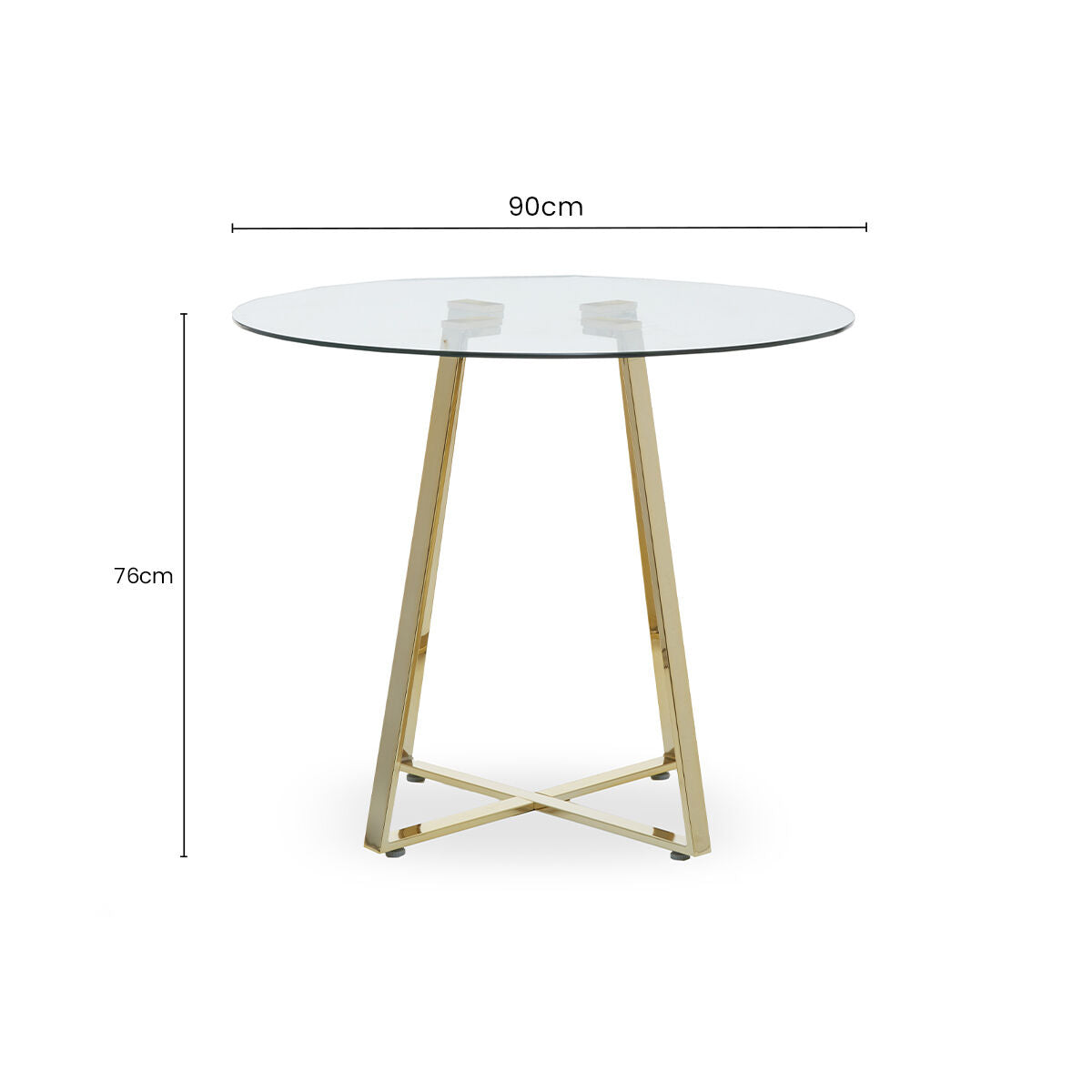 Orsina Metropolitan Round Gold Dining Table – Clear Glass Top