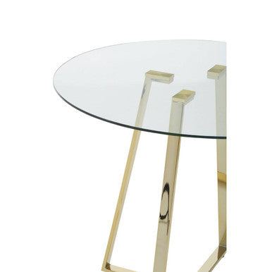 Orsina Metropolitan Round Gold Dining Table – Clear Glass Top