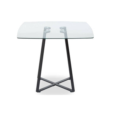 Orsina Metropolitan Square Glass Dining Table – Matte Black Steel