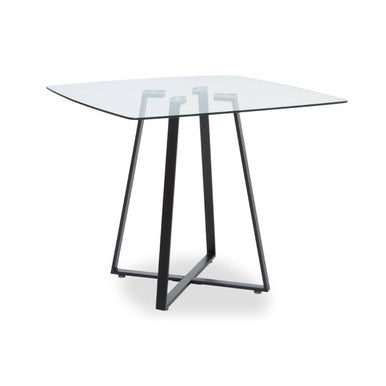 Orsina Metropolitan Square Glass Dining Table – Matte Black Steel