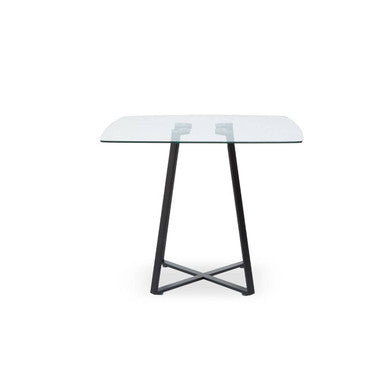 Orsina Metropolitan Square Glass Dining Table – Matte Black Steel