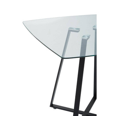 Orsina Metropolitan Square Glass Dining Table – Matte Black Steel