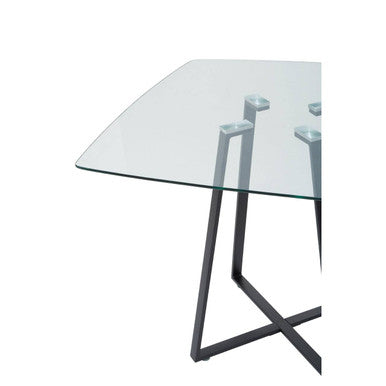 Orsina Metropolitan Square Glass Dining Table – Matte Black Steel