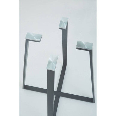 Orsina Metropolitan Square Glass Dining Table – Matte Black Steel