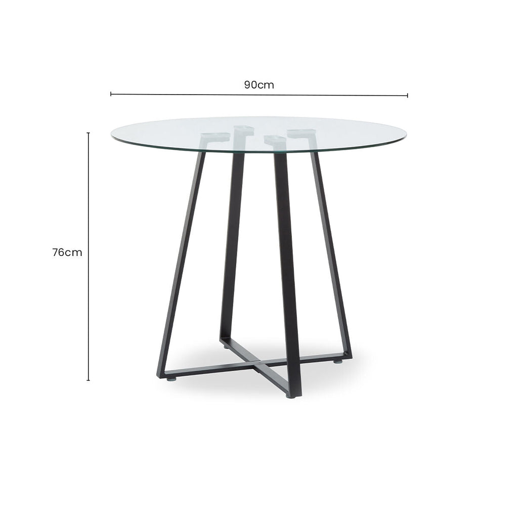 Orsina Metropolitan Round Glass Dining Table – Matte Black Lattice