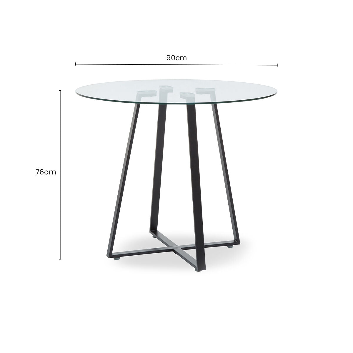 Orsina Metropolitan Round Glass Dining Table – Matte Black Lattice