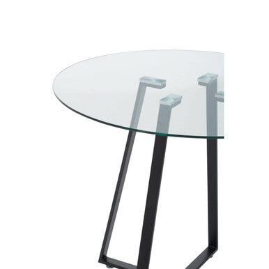 Orsina Metropolitan Round Glass Dining Table – Matte Black Lattice