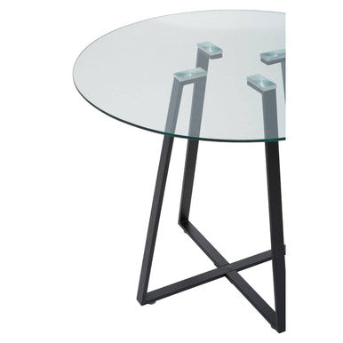 Orsina Metropolitan Round Glass Dining Table – Matte Black Lattice