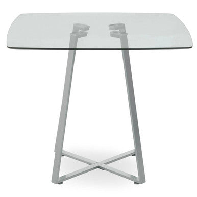 Orsina Metropolitan Square Glass Dining Table | Matte Grey Steel