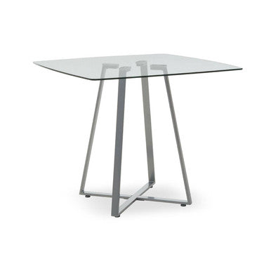 Orsina Metropolitan Square Glass Dining Table | Matte Grey Steel