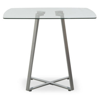 Orsina Metropolitan Square Glass Dining Table | Matte Grey Steel