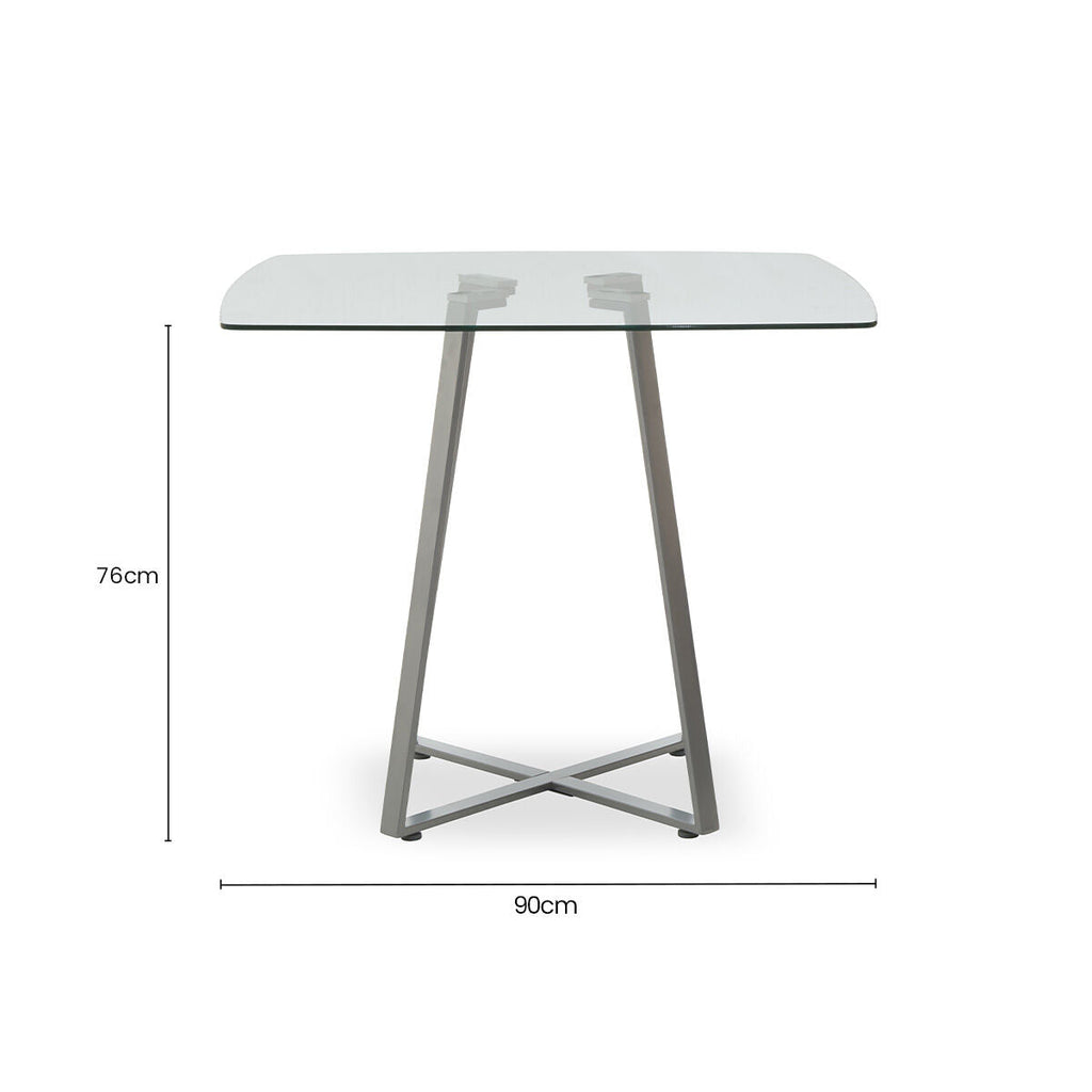 Orsina Metropolitan Square Glass Dining Table | Matte Grey Steel