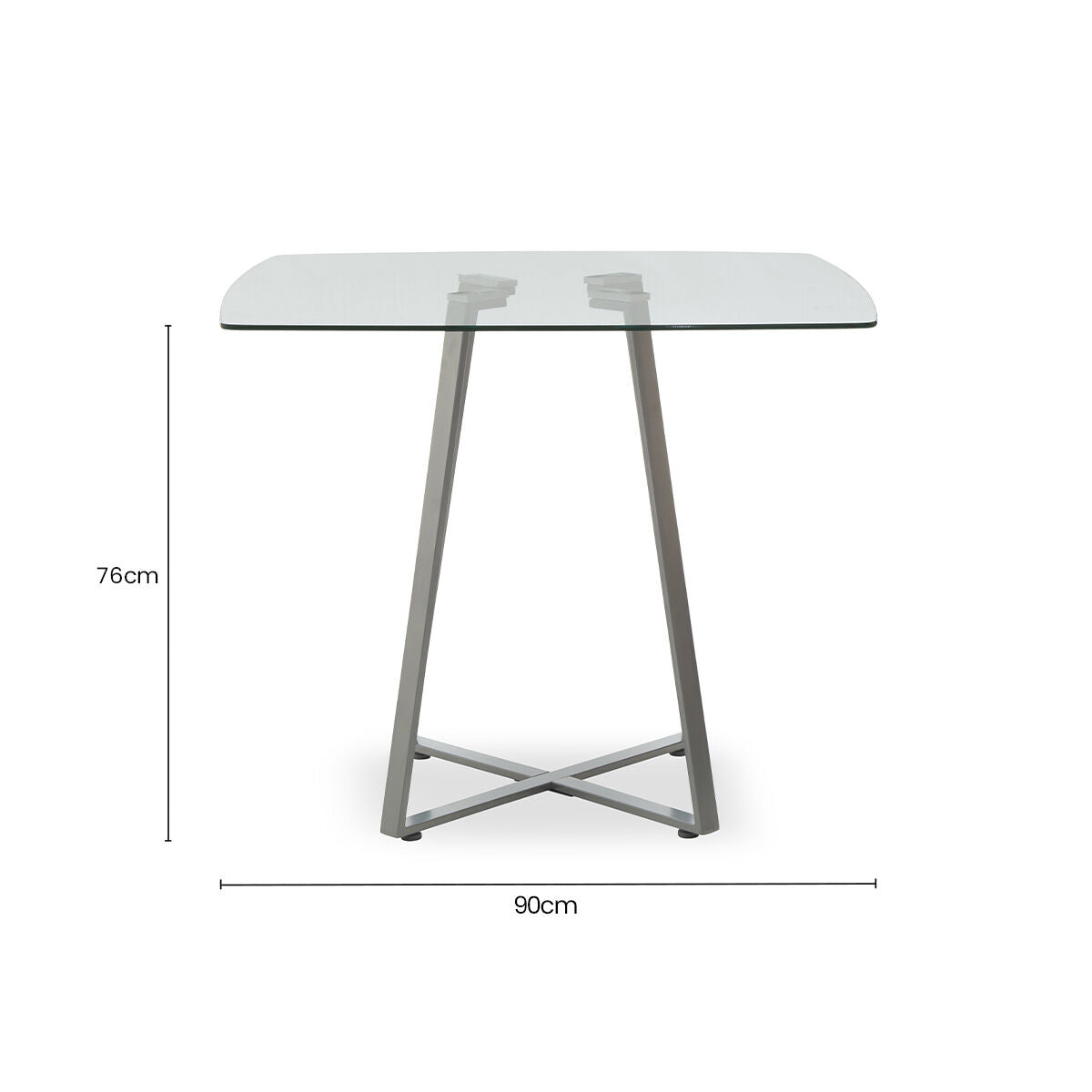 Orsina Metropolitan Square Glass Dining Table | Matte Grey Steel