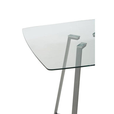Orsina Metropolitan Square Glass Dining Table | Matte Grey Steel
