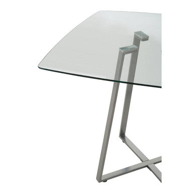 Orsina Metropolitan Square Glass Dining Table | Matte Grey Steel
