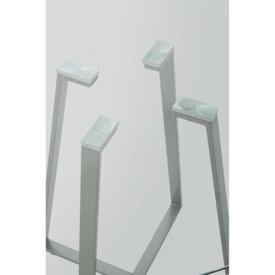 Orsina Metropolitan Square Glass Dining Table | Matte Grey Steel
