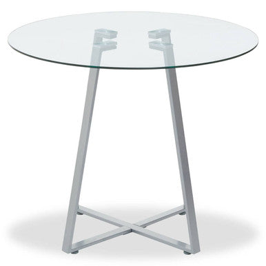 Orsina Metropolitan Round Glass Dining Table – Grey Stainless Steel