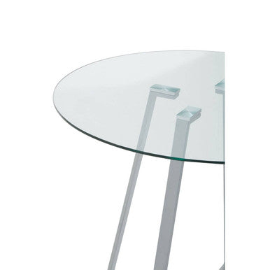 Orsina Metropolitan Round Glass Dining Table – Grey Stainless Steel