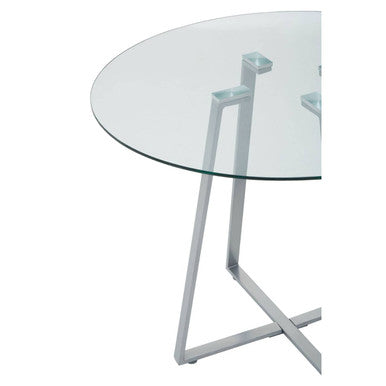 Orsina Metropolitan Round Glass Dining Table – Grey Stainless Steel