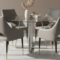 Orsina Metropolitan Round Glass Dining Table – Grey Stainless Steel