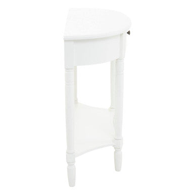 Orsina Heritage White Wooden Half Moon Console Table with Drawer